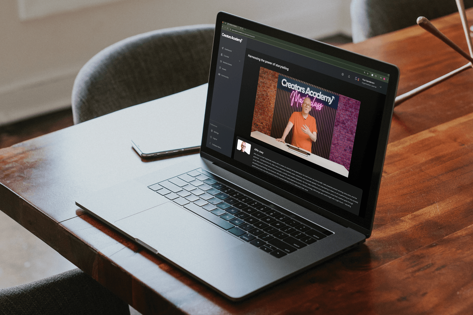 Creators Academy — the productised platform Wubbleyou built — running on a laptop