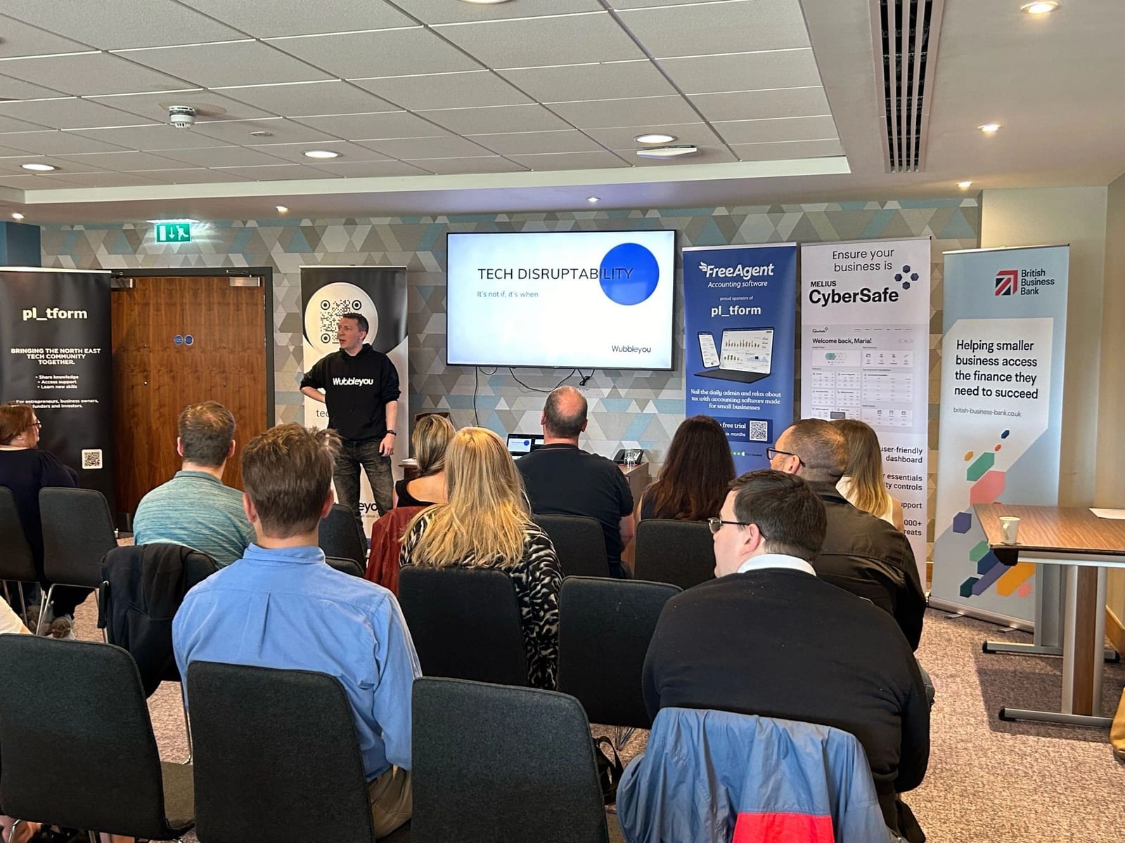 Mark Renney addressing a Tech Disruptables founder community session